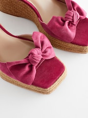 Pink Forever Comfort® Leather Bow Wedges - Image 4 of 5