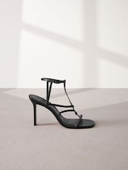 Black Signature Leather Strappy Heeled Sandals - Image 2 of 6