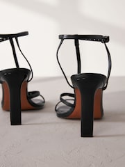 Black Signature Leather Strappy Heeled Sandals - Image 3 of 6