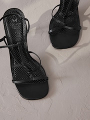 Black Signature Leather Strappy Heeled Sandals - Image 4 of 6