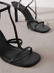 Black Signature Leather Strappy Heeled Sandals - Image 5 of 6