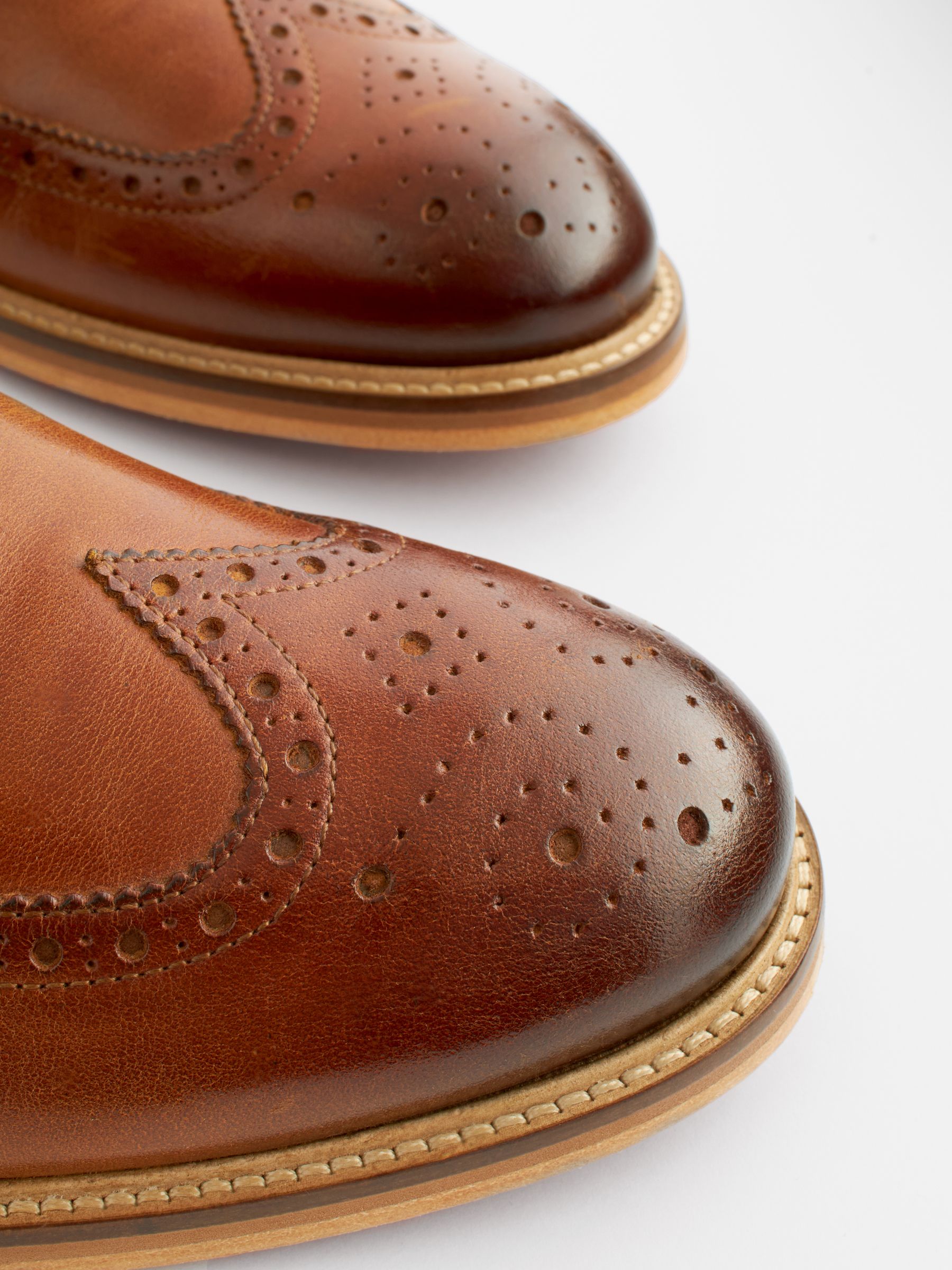 Buy Brown Signature Italian Leather Brogues from Next Luxembourg