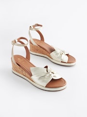 Gold Forever Comfort® Leather Bow Low Wedges - Image 3 of 8