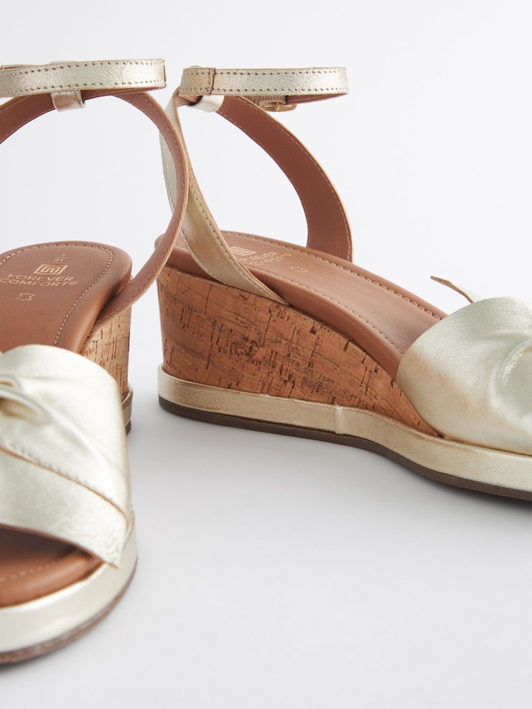 Gold Forever Comfort® Leather Bow Low Wedges - Image 8 of 8