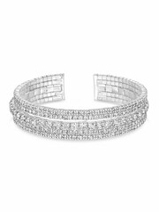 Lipsy Jewellery Silver Crystal Diamante Cuff Bracelet - Image 2 of 5