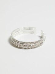 Lipsy Jewellery Silver Crystal Diamante Cuff Bracelet - Image 3 of 5