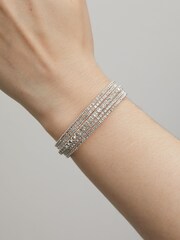 Lipsy Jewellery Silver Crystal Diamante Cuff Bracelet - Image 5 of 5