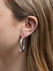 Lipsy Jewellery White Diamond Cut Party Hoop Earrings - Pack of 2 - Image 2 of 3