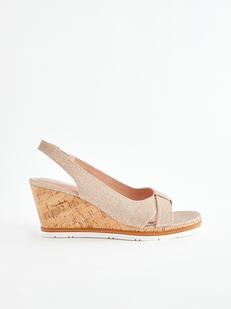 Schimmeroptik - Forever Comfort® Schuhe mit Kork-Keilabsatz und Schleife - Bild 2 von 6