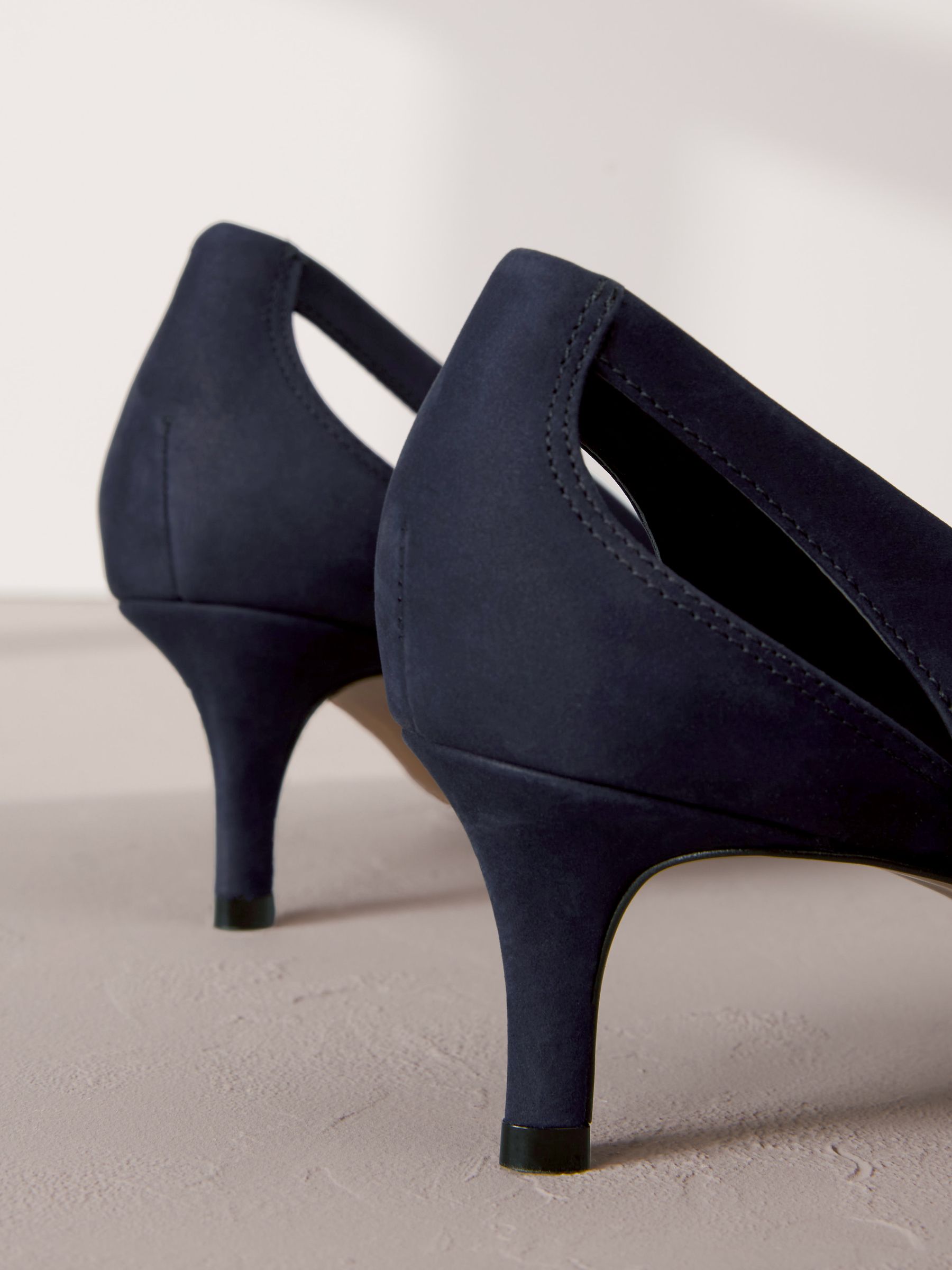 Buy Navy Blue Signature Leather Cutout Kitten Heels from Next United Arab Emirates