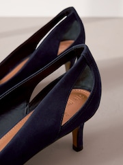 Navy Blue Signature Leather Cutout Kitten Heels - Image 6 of 6