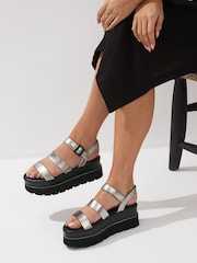 Zinn - Forever Comfort® Leder-Sandalen mit dicker Sohle - Bild 1 von 8