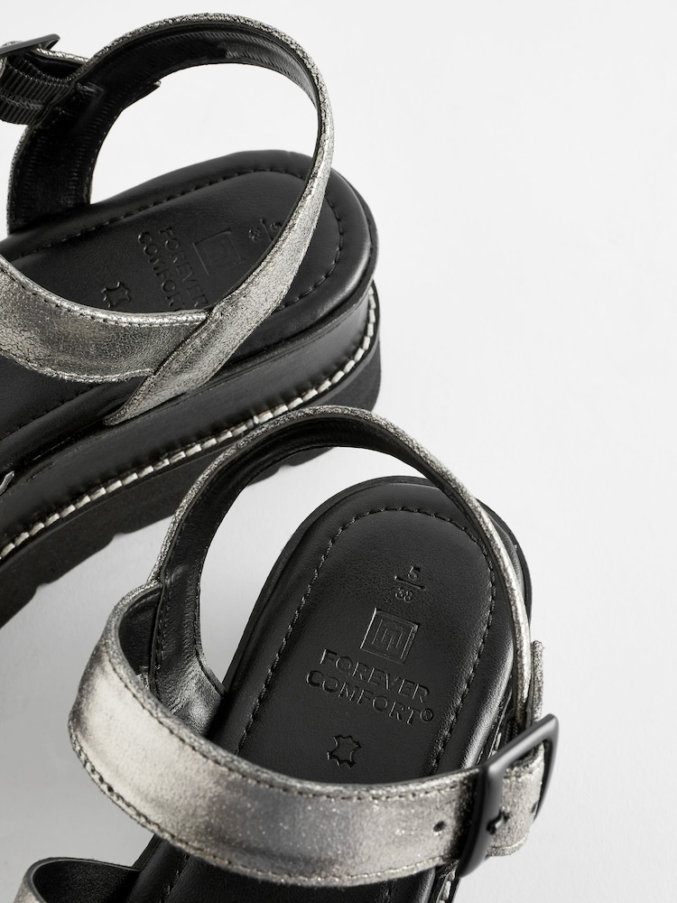 Zinn - Forever Comfort® Leder-Sandalen mit dicker Sohle - Bild 8 von 8