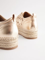 Gold Forever Comfort® Leather Espadrille Flatform Weave Trainers - Image 4 of 5
