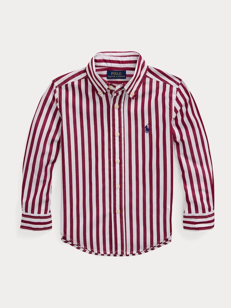 Polo Ralph Lauren Boy Striped 100% Cotton Poplin White Shirt - Image 1 of 3