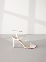 White Signature Leather Strappy Heeled Sandals - Image 4 of 8