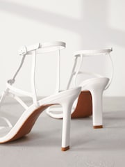 White Signature Leather Strappy Heeled Sandals - Image 5 of 8