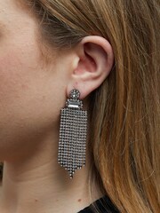 Lipsy Jewellery Black Diamante Shower Drop Earrings - Image 2 of 2