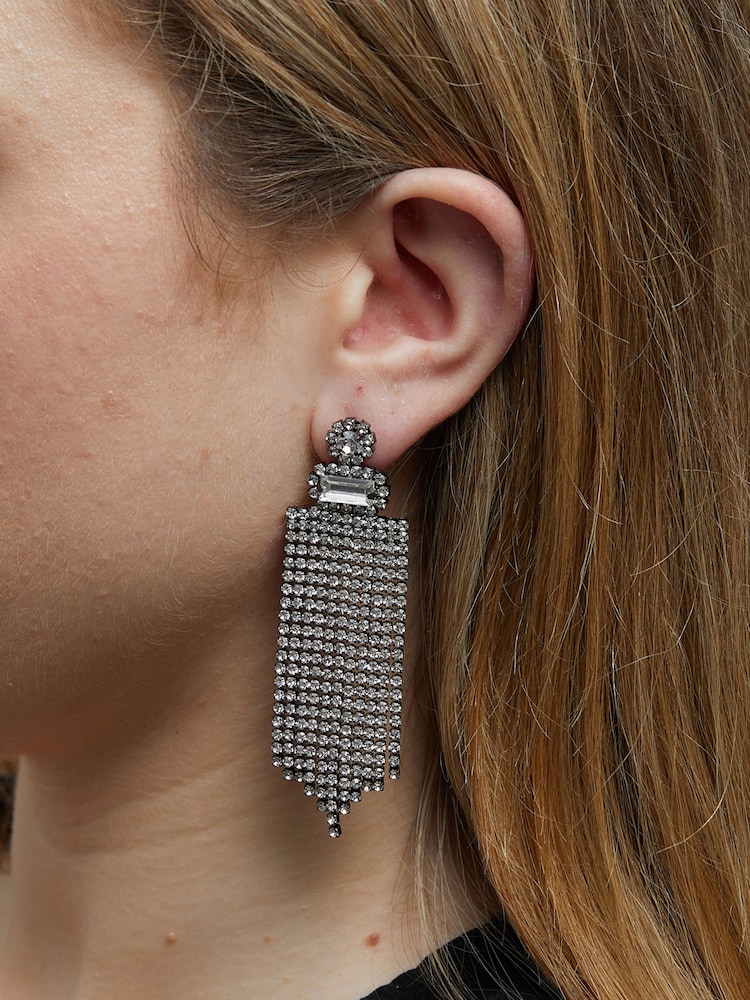 Lipsy Jewellery Black Diamante Shower Drop Earrings - Image 2 of 2
