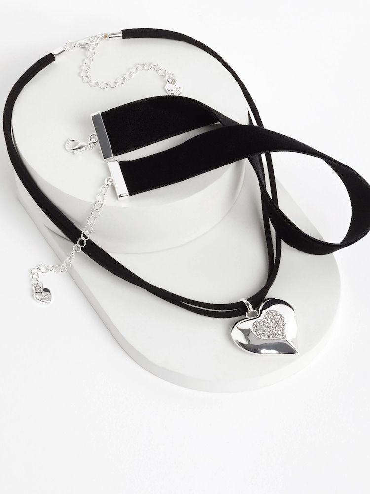 Lipsy Jewellery Silver Tone Heart Stretch Bracelet - Image 1 of 1