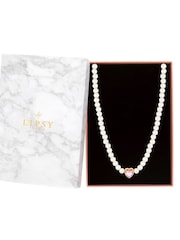 Lipsy Jewellery Gold Tone Pearl Heart Choker Gift Boxed Necklace - Image 1 of 4
