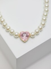 Lipsy Jewellery Gold Tone Pearl Heart Choker Gift Boxed Necklace - Image 4 of 4