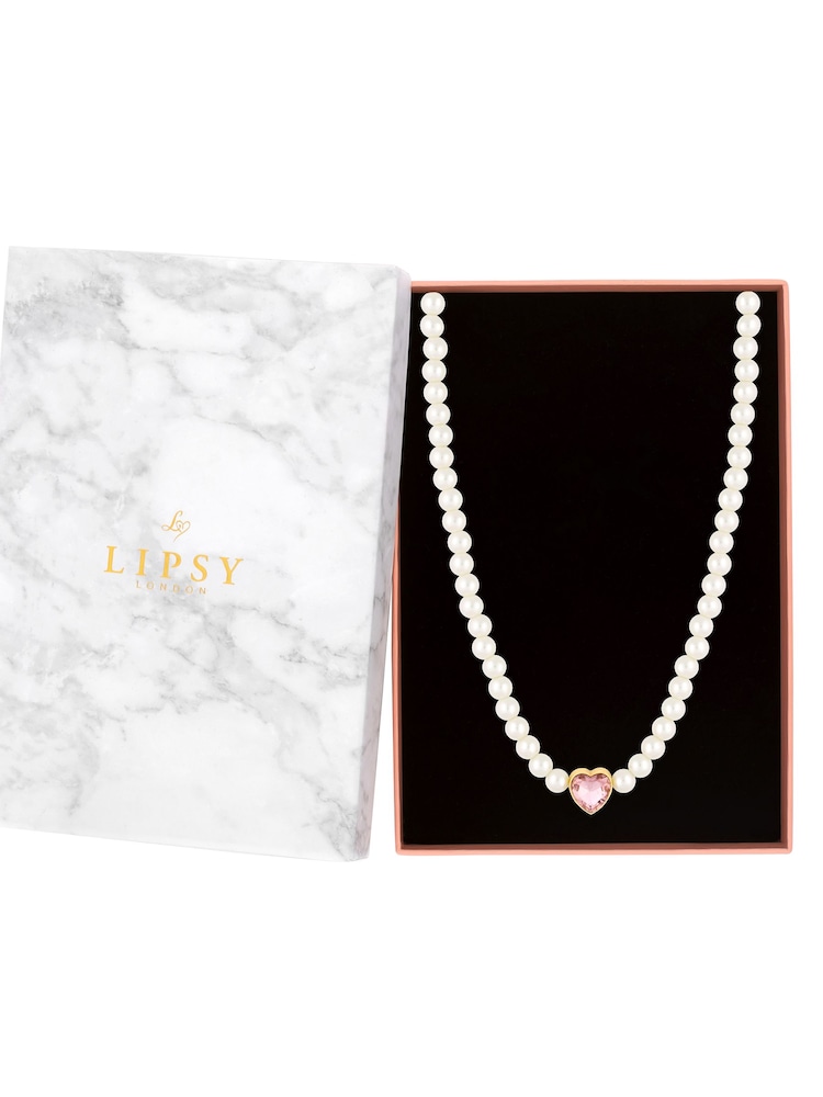 Gargantilla con diseño de corazón con perlas en caja de regalo de Lipsy Jewellery - Imagen 5 de 5