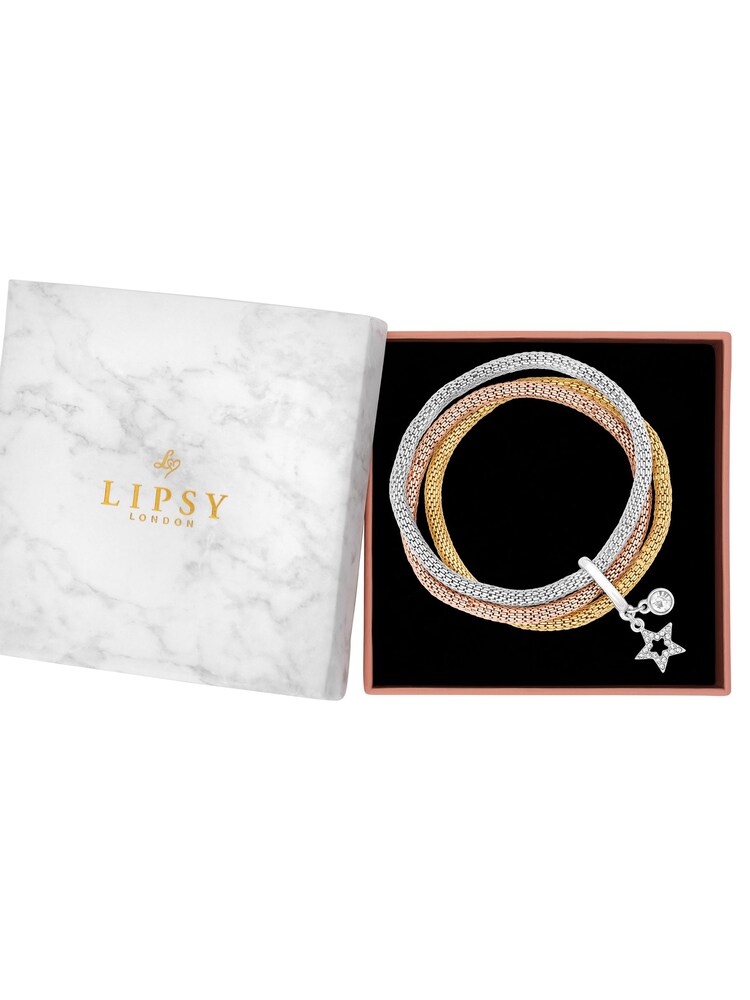 Lipsy Jewellery White Mesh Celestial 3 Pack Bracelets - Gift Boxed - Image 1 of 5