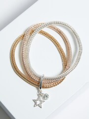 Lipsy Jewellery White Mesh Celestial 3 Pack Bracelets - Gift Boxed - Image 3 of 5