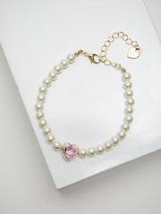 Lipsy Jewellery Gold Tone Pearl Heart Gift Boxed Bracelet - Image 4 of 4