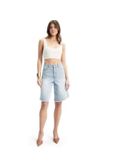 Bardot Blue Bardot Blue Forte Long Denim 100% Cotton Shorts - Image 1 of 6