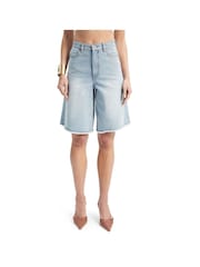 Bardot Blue Bardot Blue Forte Long Denim 100% Cotton Shorts - Image 4 of 6