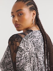 Simply Be Grey Animal Lace Insert Skater Dress - Image 4 of 4
