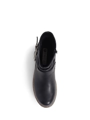 Pavers Chunky Buckle Detail Black Ankle Boots - Image 4 of 5