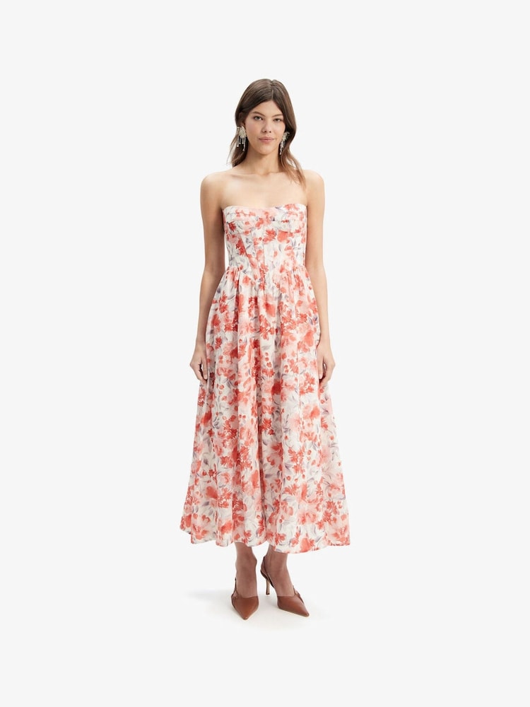 Bardot Red Lola Corset Midi Dress - Image 1 of 6