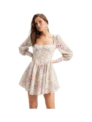 Bardot Pink Lila Flounce Broderie Dress - Image 4 of 6