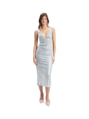Bardot Blue Sequin Midi Dress - Image 2 of 6