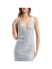 Bardot Blue Sequin Midi Dress - Image 3 of 6