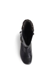 Черный - Pavers Knitted Cuff Buckle Slouch Mid-Calf Boots - Image 4 of 5