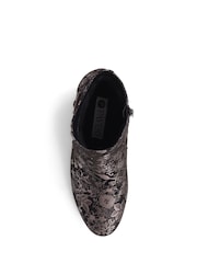 Pavers Black Pavers Heeled Floral Black Ankle Boots - Image 4 of 5