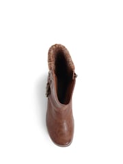 Коричневый - Pavers Knitted Cuff Buckle Slouch Mid-Calf Boots - Image 4 of 5