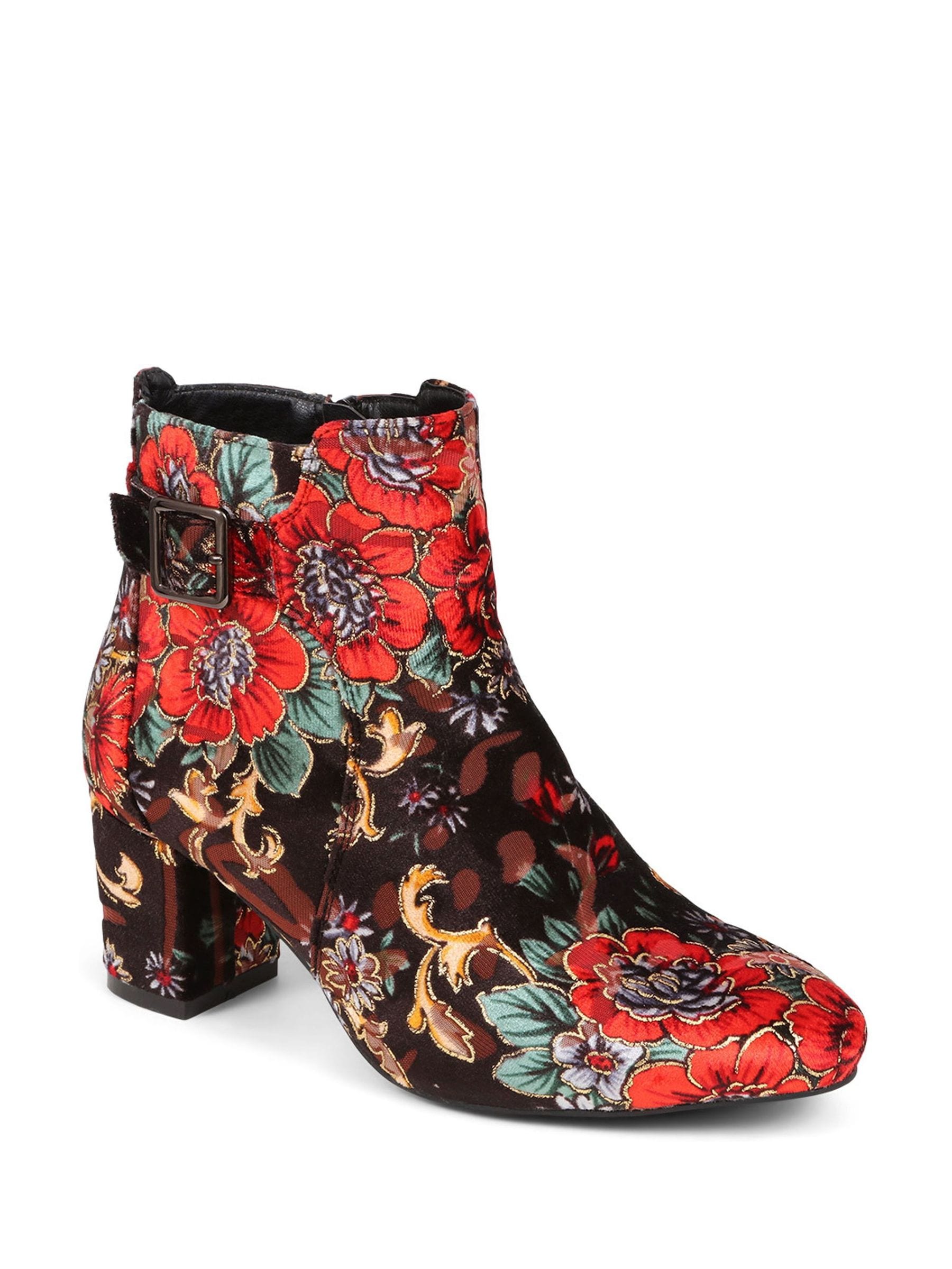 Red heeled ankle boots uk clearance