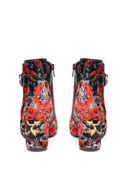 Pavers Red Pavers Heeled Floral Black Ankle Boots - Image 3 of 5