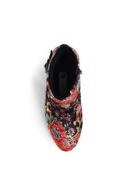 Pavers Red Pavers Heeled Floral Black Ankle Boots - Image 4 of 5