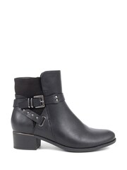 Pavers Buckle Detail Black Ankle Boots - Slika 1 iz 5