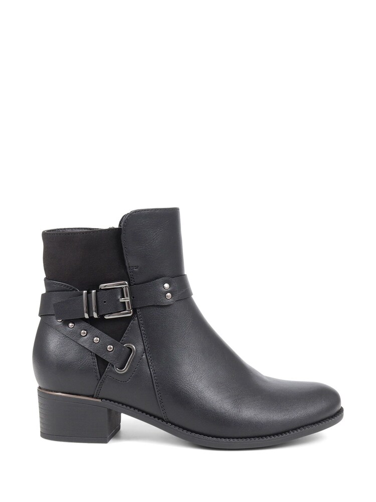 Pavers Buckle Detail Black Ankle Boots - Slika 1 iz 5