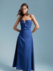 Vestido largo de popelina con escote bardot Lora - Imagen 1 de 6