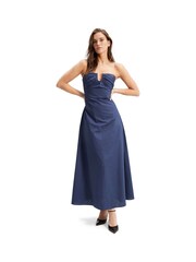 Vestido largo de popelina con escote bardot Lora - Imagen 2 de 6