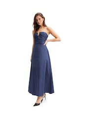 Vestido largo de popelina con escote bardot Lora - Imagen 3 de 6