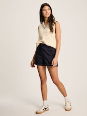 Joules Deuce Cream Cable Knitted V-Neck Vest - Image 3 of 5
